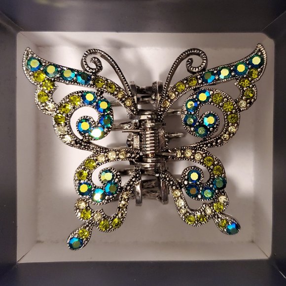 Metal Rhinestone Butterfly Hair Clip - New - Picture 3 of 4